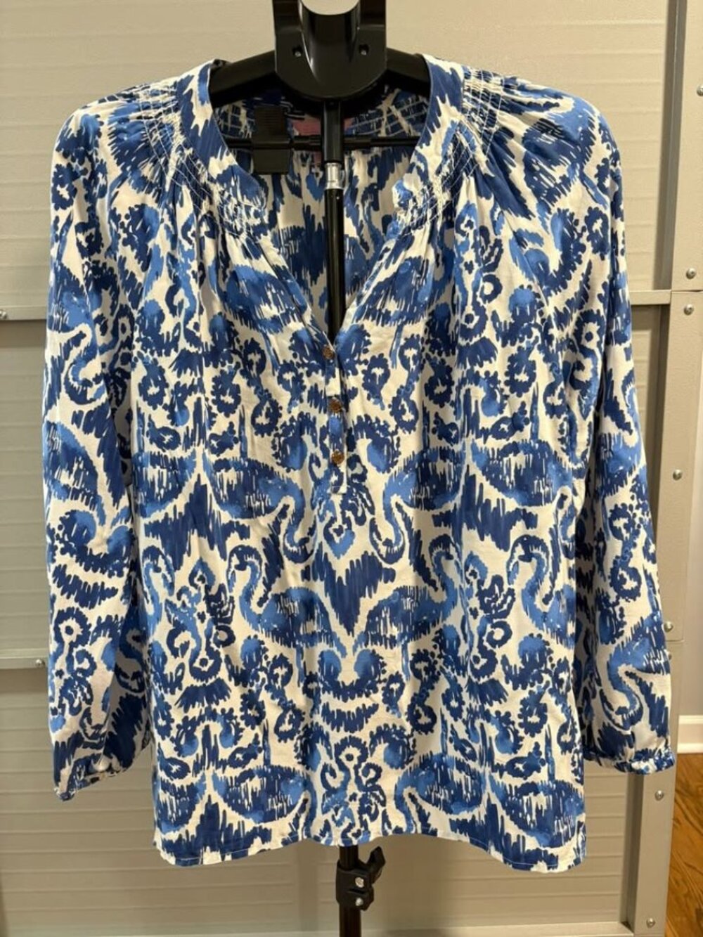 Lilly Pulitzer Meg Tunic Blouse in Resort Navy Beach Bathers